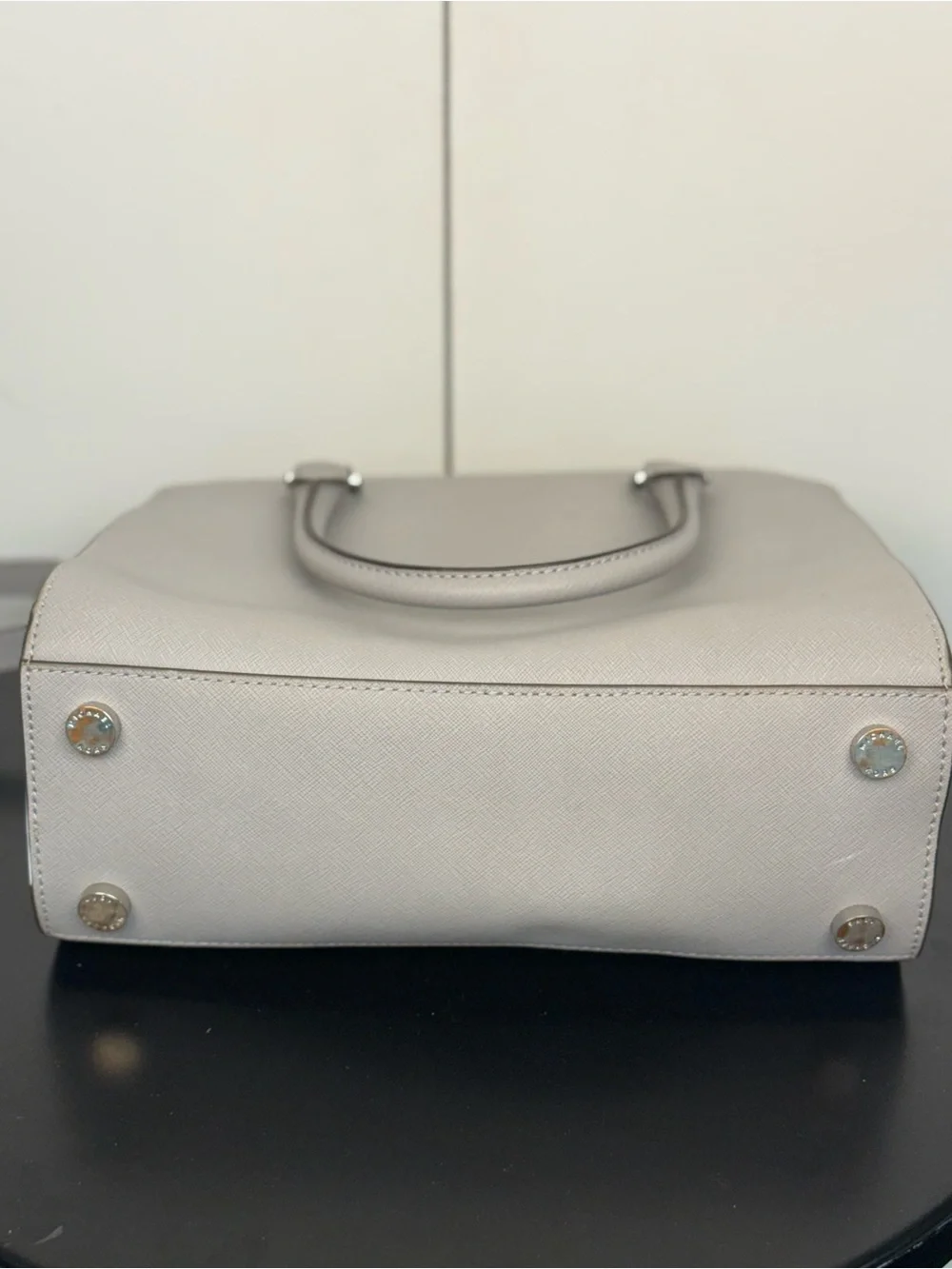Michael Kors Selma Medium Pearl Grey Saffiano Leather Satchel